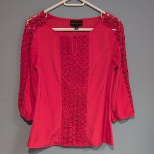 Dana Buchman Coral Lace Accent Blouse Size Small